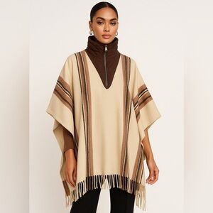 Steve Madden Women’s Striped Puffcho Poncho (O/S, Tan)sweater, top, fall winter